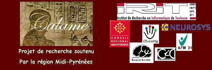 logo de projet calame avec les logos des laboratoires IRIT et Jacques Lordat ainsi que celui du conseil gnral de midi Pyrnes qui finance ce projet